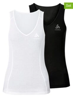 Odlo 2er-Set: Funktionsunterhemden "Active Cubic Light" In Weiß/ Schwarz