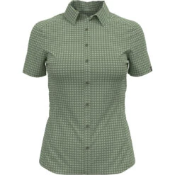 Odlo Bluse S/s Kumano Check In Schilf